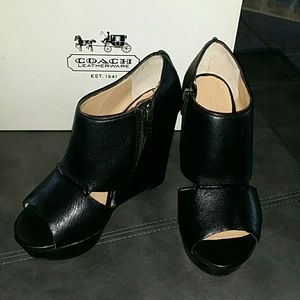 Coach black wedges